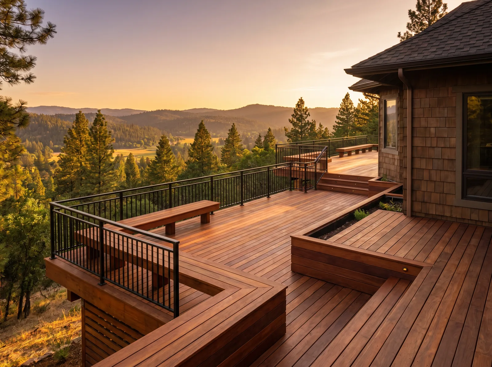 Deck project overlooking the hills of Lake and Mendocino Counties