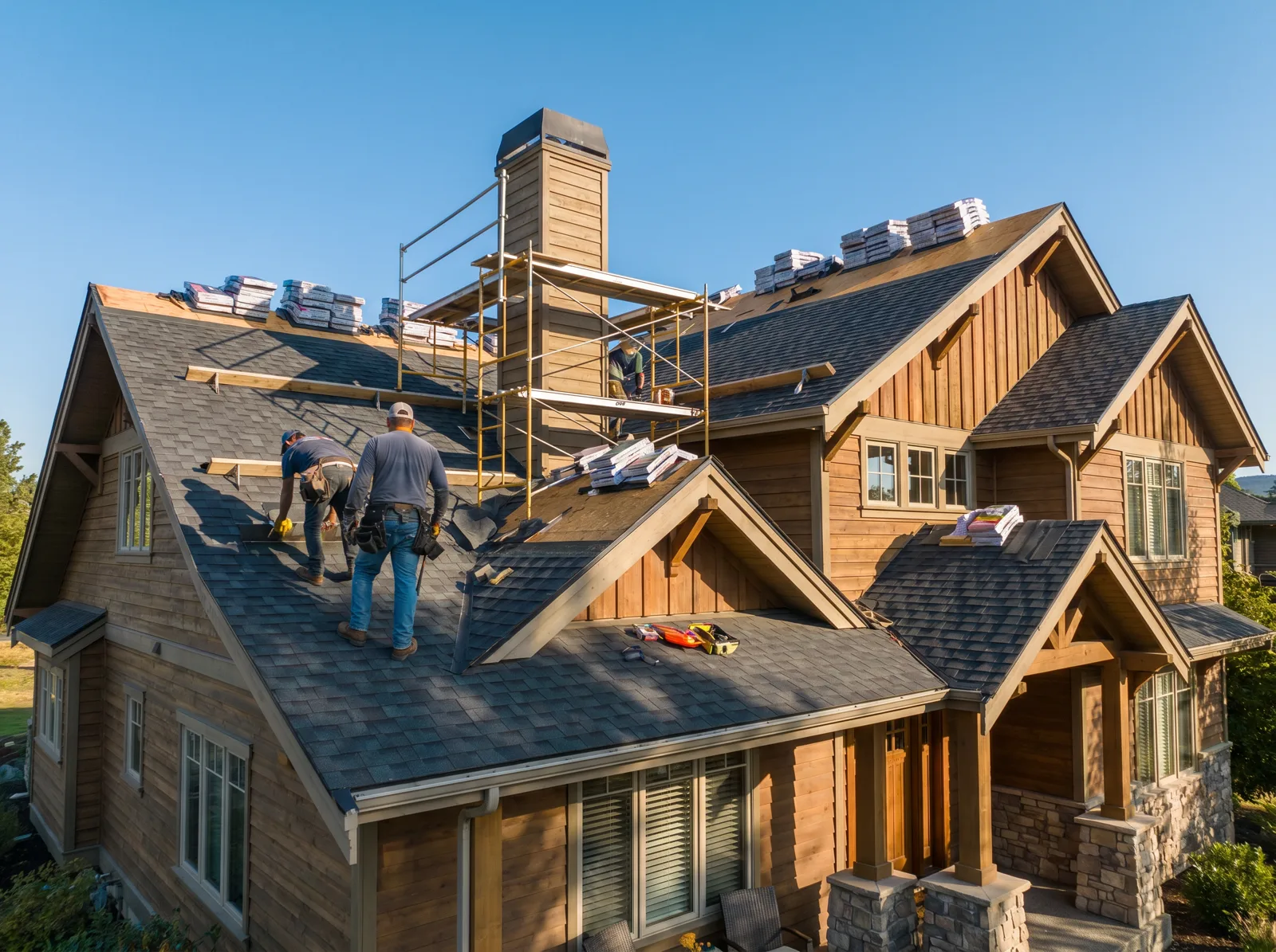 Contractor working on a roofing project